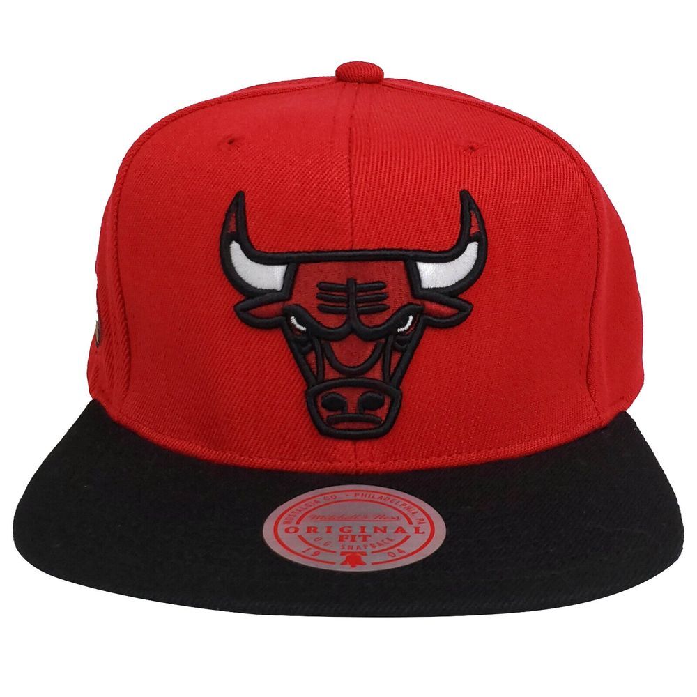 Chicago Bulls Mitchell & Ness NBA‎ Snapback Hat Cap 3D Logo Red Black NWT